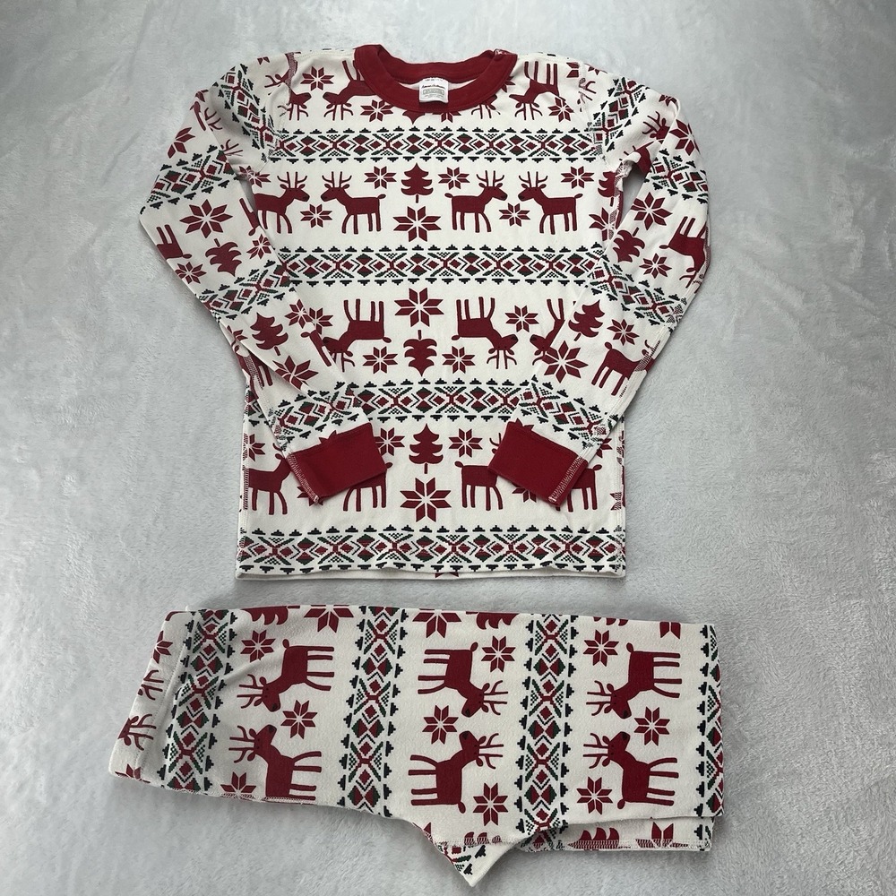 Hanna Andersson Organic Cotton Pajamas Unisex Kids 12 Christmas Reindeer Holiday